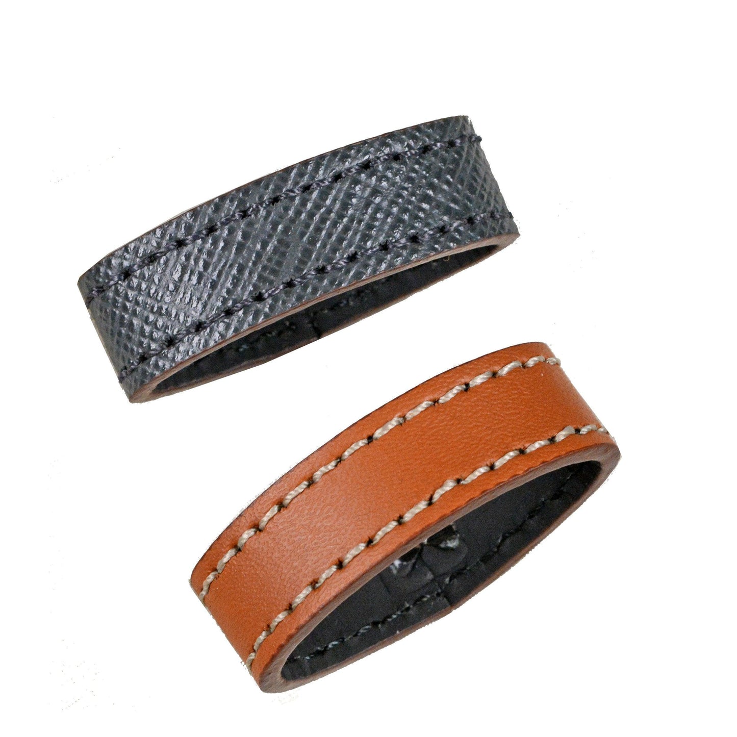 Montblanc riem 35mm met rechthoekige gesp van leer bruin/grijs omkeerbaar verstelbare maat 131164