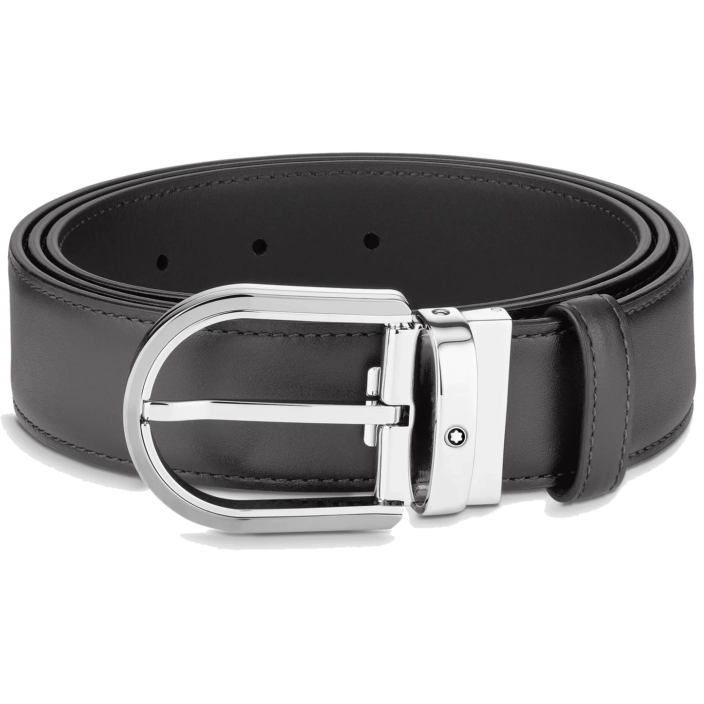 Montblanc riem 35 mm grijs leer met hoefijzervormige gesp 129437