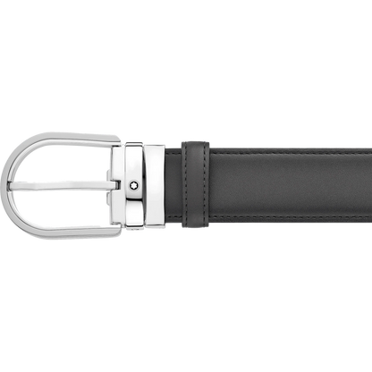 Montblanc riem 35 mm grijs leer met hoefijzervormige gesp 129437