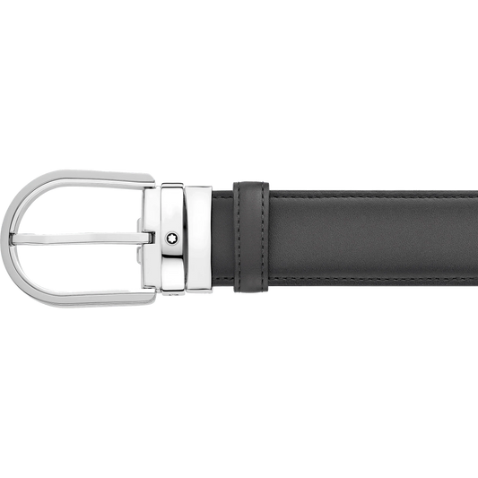 Montblanc riem 35 mm grijs leer met hoefijzervormige gesp 129437
