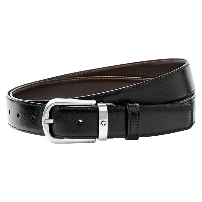 Montblanc herenriem elegant zwart/bruin 30mm omkeerbaar verstelbaar 114412