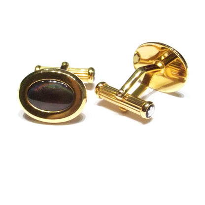 Montblanc manchetknopen staal PVD afwerking geelgoud parelmoer 6012