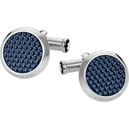 Montblanc manchetknopen staal Meisterstück blauw 112904
