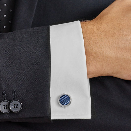 Montblanc manchetknopen staal Meisterstück blauw 112904