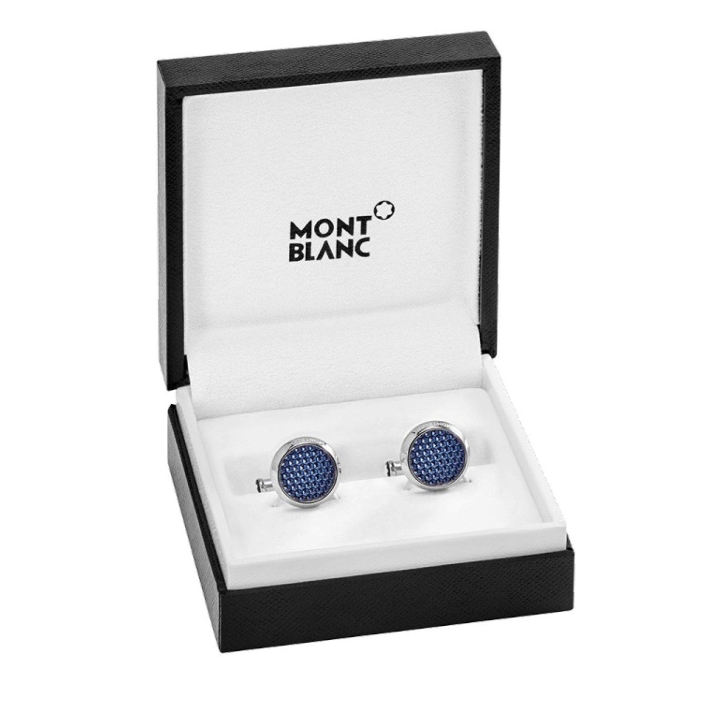 Montblanc manchetknopen staal Meisterstück blauw 112904