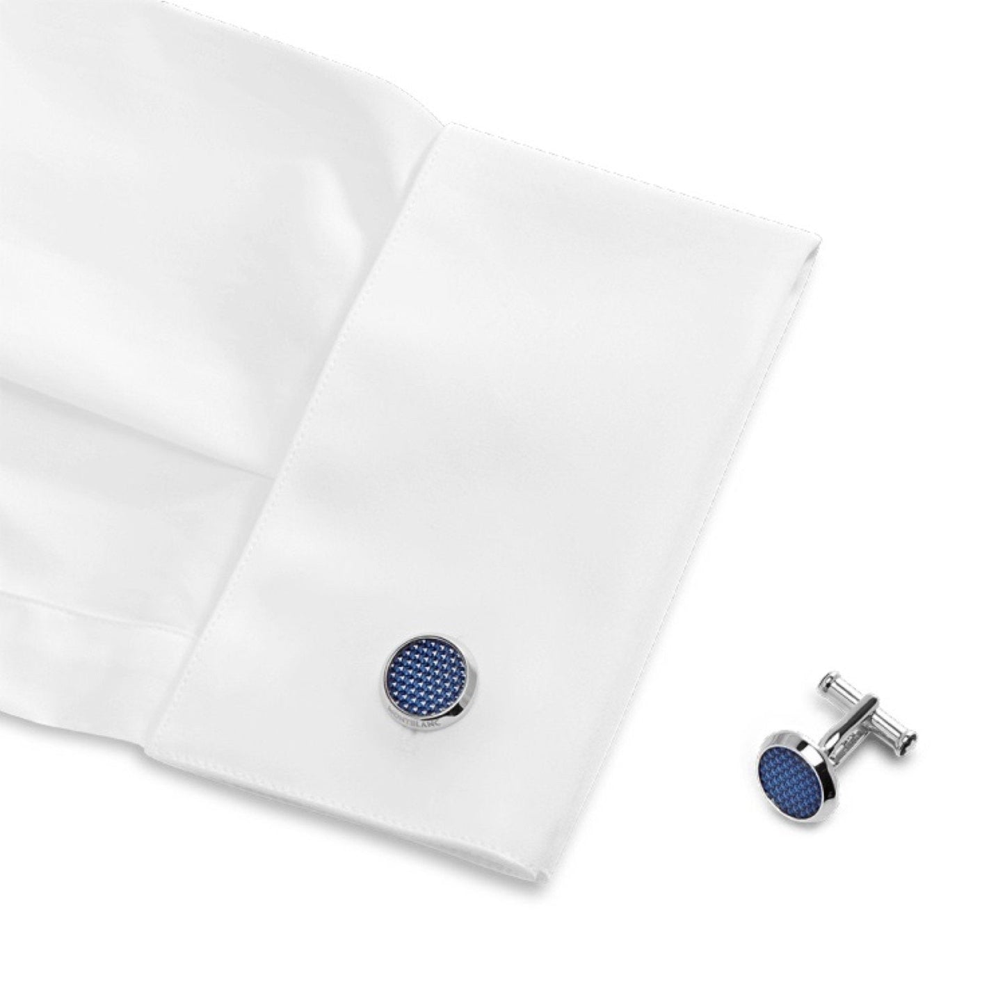 Montblanc manchetknopen staal Meisterstück blauw 112904
