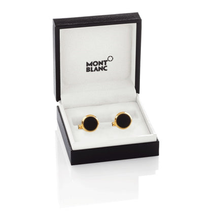 Montblanc manchetknopen Iconic Collection staal PVD roségoud afwerking blauwe elioliet 112908