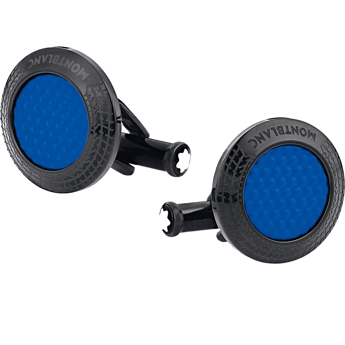 Montblanc manchetknopen Meisterstück Great Masters Pirelli in staal en blauwe lak 128396