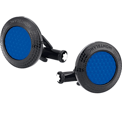 Montblanc manchetknopen Meisterstück Great Masters Pirelli in staal en blauwe lak 128396