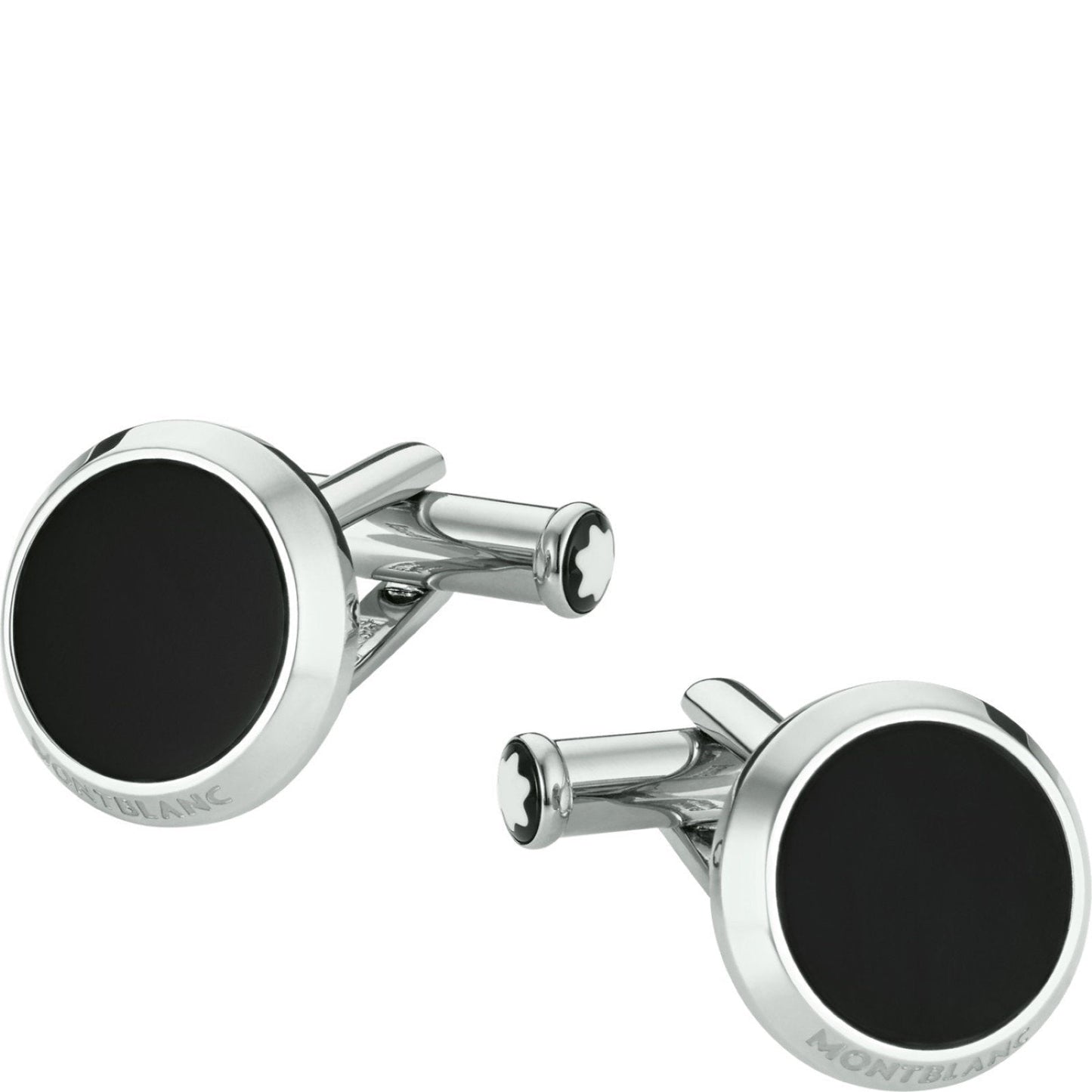 Montblanc manchetknopen Meisterstück rond staal met onyx inzet 112896