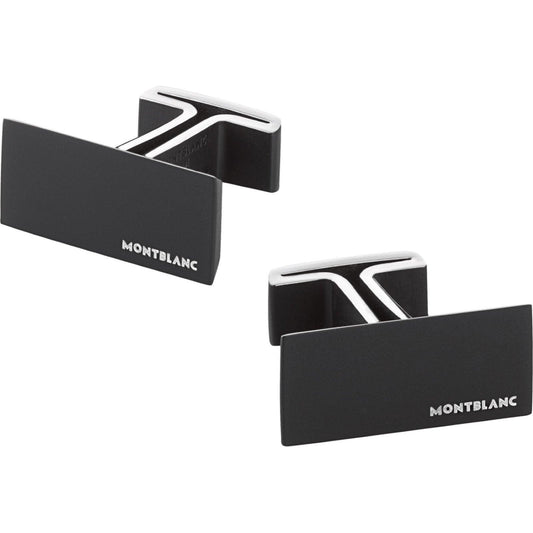 Montblanc gemelli rettangolari in acciaio e PVD nero 114761