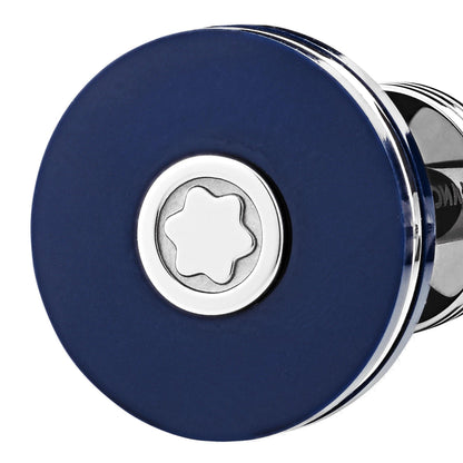 Montblanc ronde manchetknopen van edelstaal met blauwe hars 123812