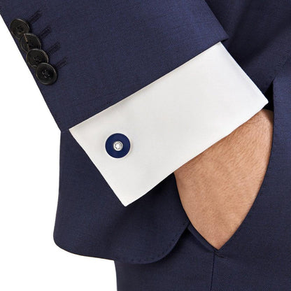Montblanc ronde manchetknopen van edelstaal met blauwe hars 123812