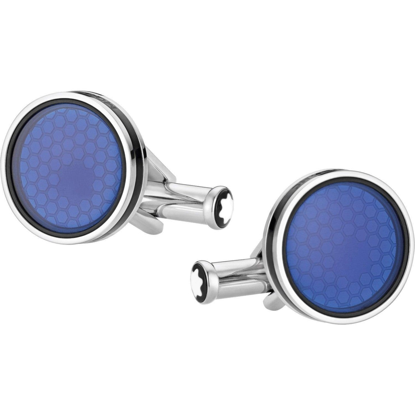 Montblanc manchetknopen Star staal blauw saffierglas 118602