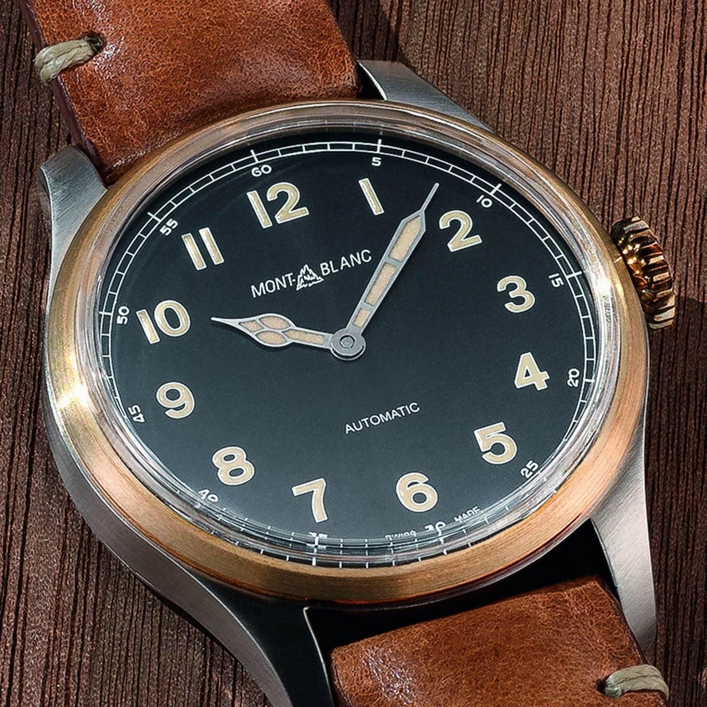 Montblanc horloge 1858 Automatic 44mm zwart automatisch staal en brons 116241