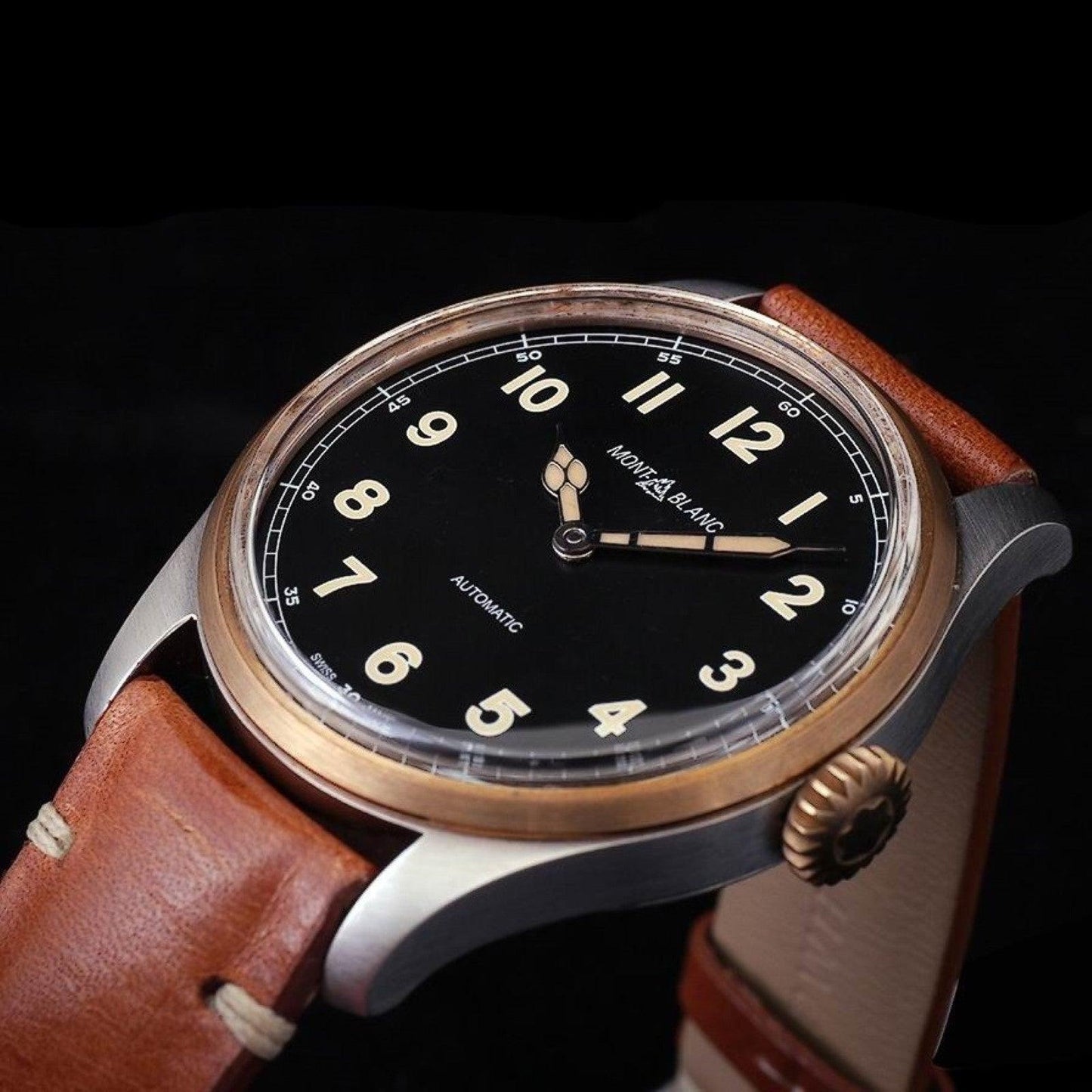 Montblanc horloge 1858 Automatic 44mm zwart automatisch staal en brons 116241