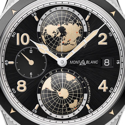 Montblanc horloge 1858 Geosphere Automatic UTC 42mm zwart automatisch staal 117837
