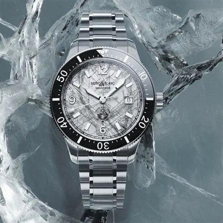Montblanc horloge 1858 Iced Sea Automatisch Datum 41mm grijs automatisch staal 130793