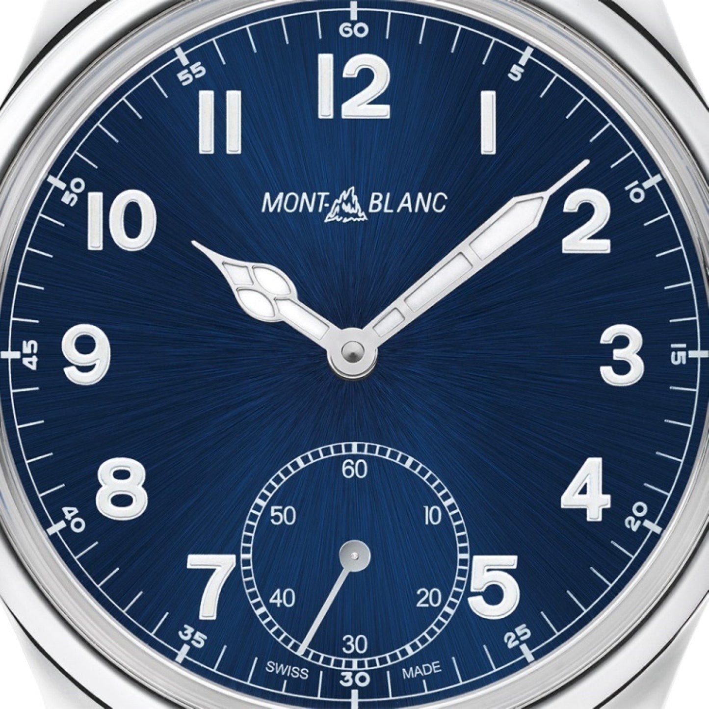 Montblanc horloge 1858 Manual Small Second 44mm blauw handopwinding staal 113702