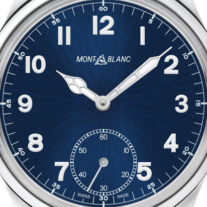 Montblanc horloge 1858 Manual Small Second 44mm blauw handopwinding staal 113702