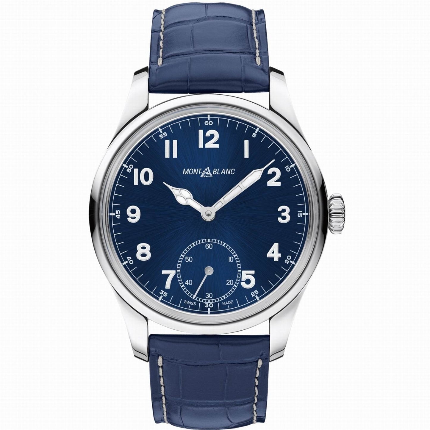 Montblanc horloge 1858 Manual Small Second 44mm blauw handopwinding staal 113702