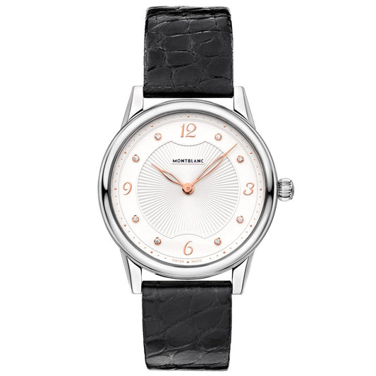 Montblanc dameshorloge Bohème Quartz 34mm staal krokodillenleer zwart 123868