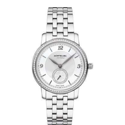 Montblanc horloge Star Legacy Small Second 36mm zilver diamanten automatisch staal 118507