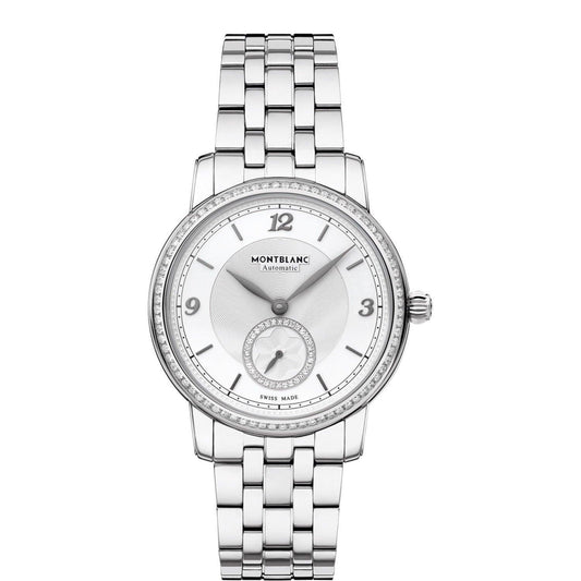 Montblanc horloge Star Legacy Small Second 36mm zilver diamanten automatisch staal 118507