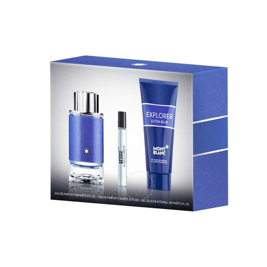 Montblanc cadeau set Explorer Ultra Blue EDP 100ML + 7.5ML SPRAY + 100ML SG MB020C07S1
