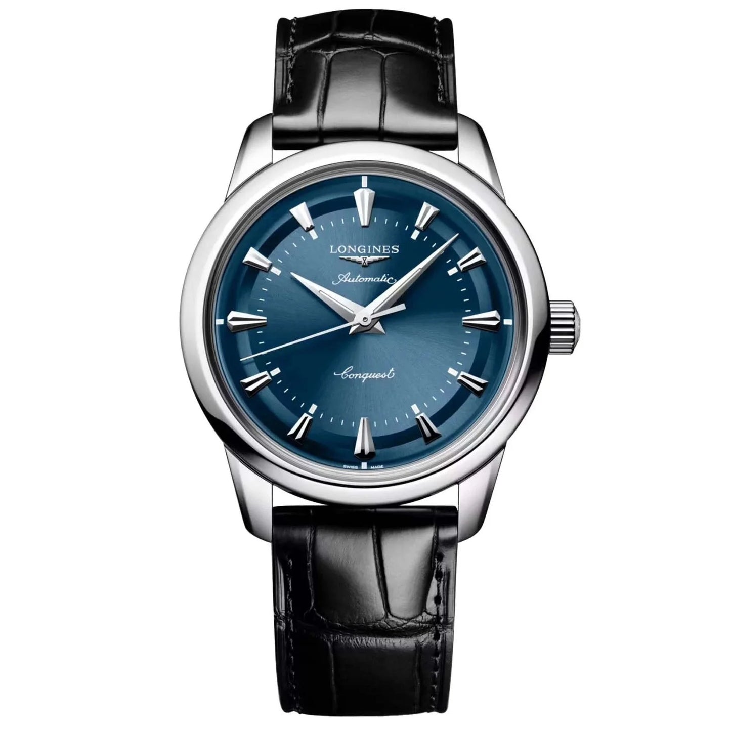 Orologio conquest heritage longines 38mm blu automatico in acciaio protetto dall’ufficio federale svizzero