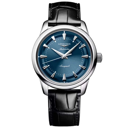 Orologio conquest heritage longines 38mm blu automatico in acciaio protetto dall’ufficio federale svizzero