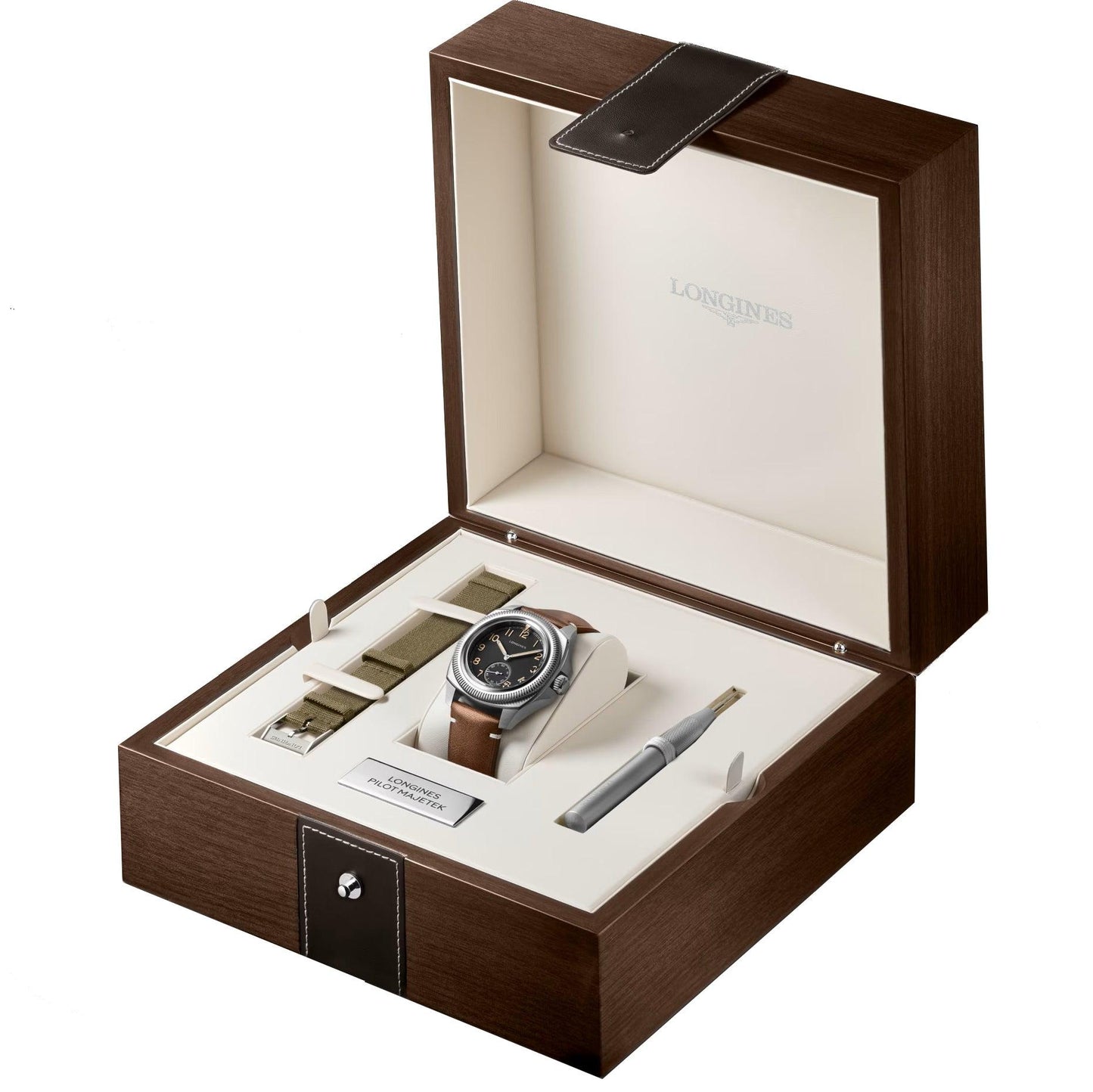 Longines horloge Pilot Majetek Box Edition 43mm zwart automatisch staal L2.838.4.53.9