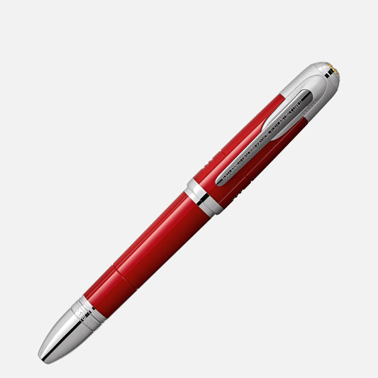 Montblanc roller enzo ferrari special edition rosso con accenti argentati e clip metallica lucida rendendo omaggio a scuderia ferrari