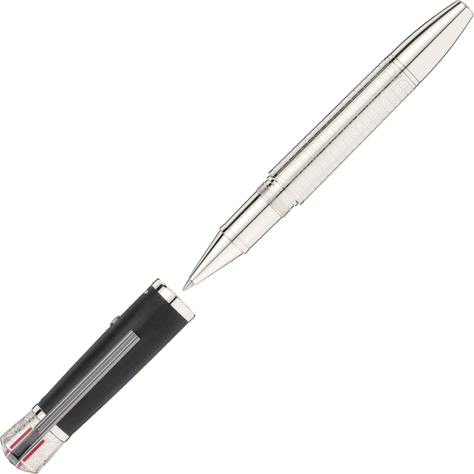 Montblanc roller great montblanc rollerball silver and black with polished metal body and textured grip great characters james dean