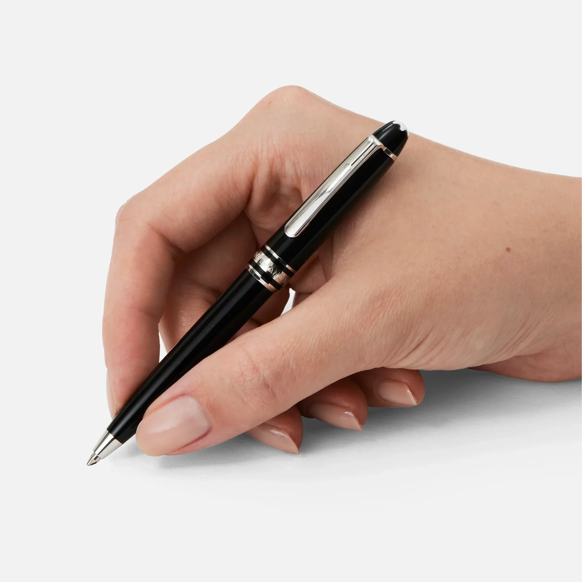 Montblanc penna a sfera meisterstück platinum line hommage à W.A. Mozart in pregiata resina nera con finiture in argento