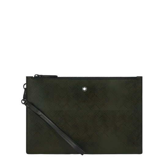 Montblanc pochette extreme 3.0 kaki in canvas verde oliva con cinturino in pelle nera e emblem montblanc argento elegante compagna distintivo motivo extreme