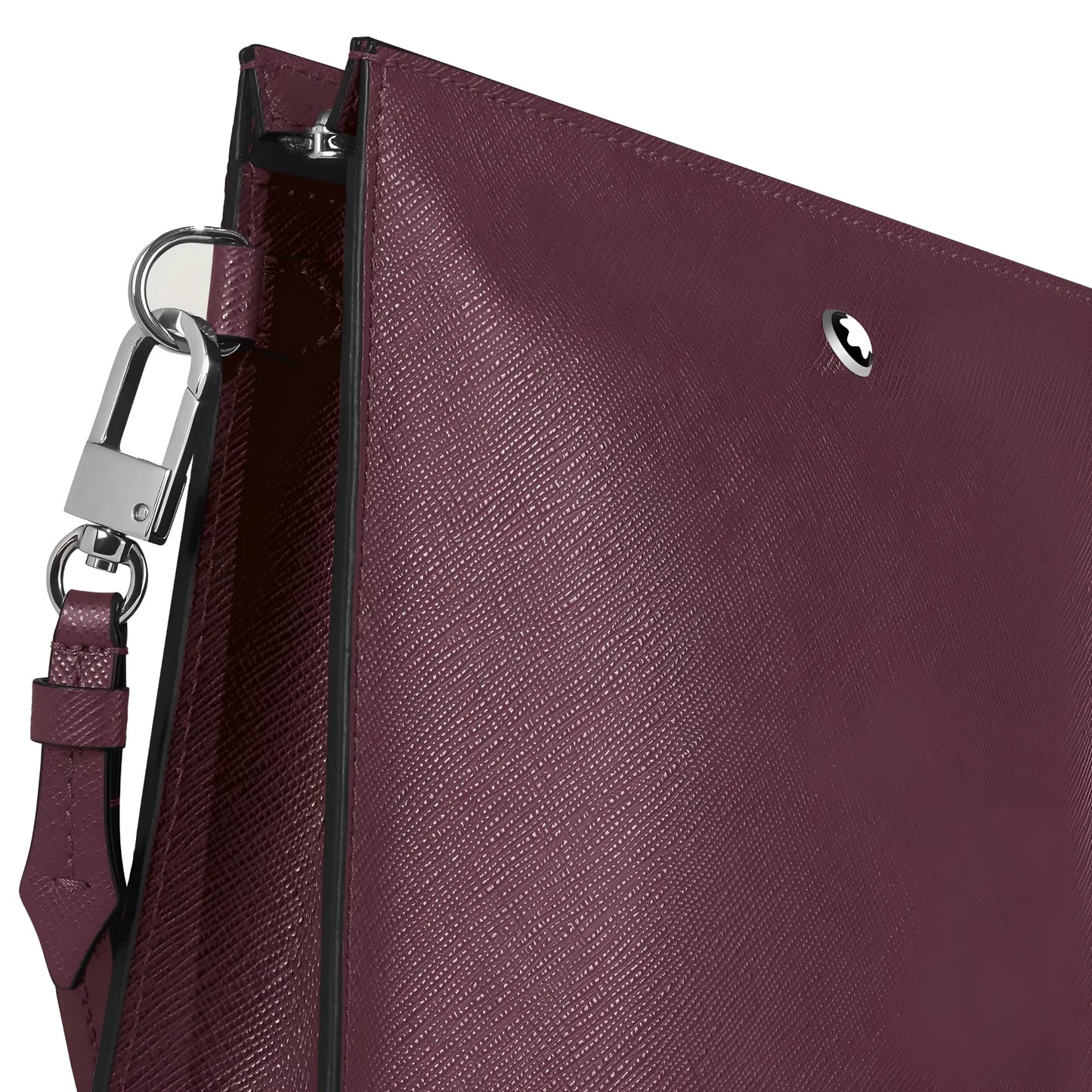 Montblanc pochette sartorial cassis 199366 in pelle bordeaux con chiusura metallica argento raffinata pochette sartoriale oggetti essenziali quotidiani