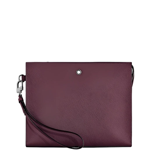 Montblanc pochette sartorial in pelle burgundy con finitura testurizzata e chiusura logo argentata raffinata pochette sartoriale