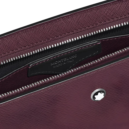 Montblanc pochette sartorial cassis 199366 raffinata pochette sartoriale in pelle bordeaux con zip nera e emblem argentato