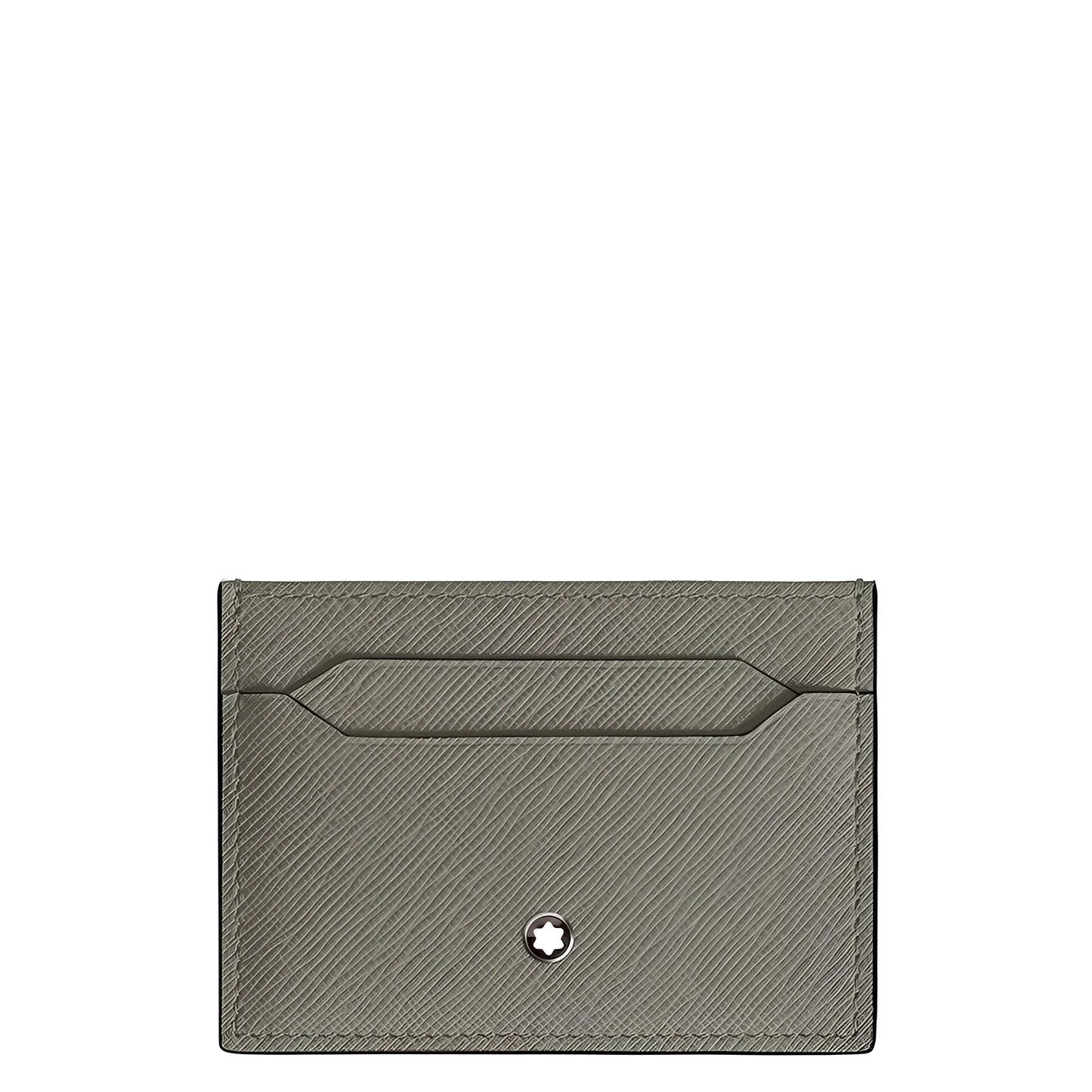Montblanc porta carte sartorial grigio medio in pelle stampa saffiano con portacarte grigio e stella argentata