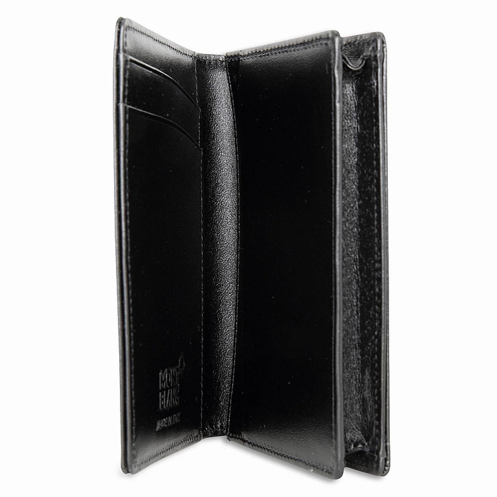 Montblanc porta carte meisterstück in pelle nera con cuciture e 4 scomparti interni per carte