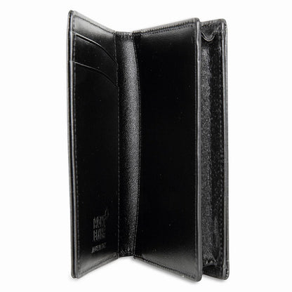 Montblanc porta carte meisterstück in pelle nera con cuciture e 4 scomparti interni per carte