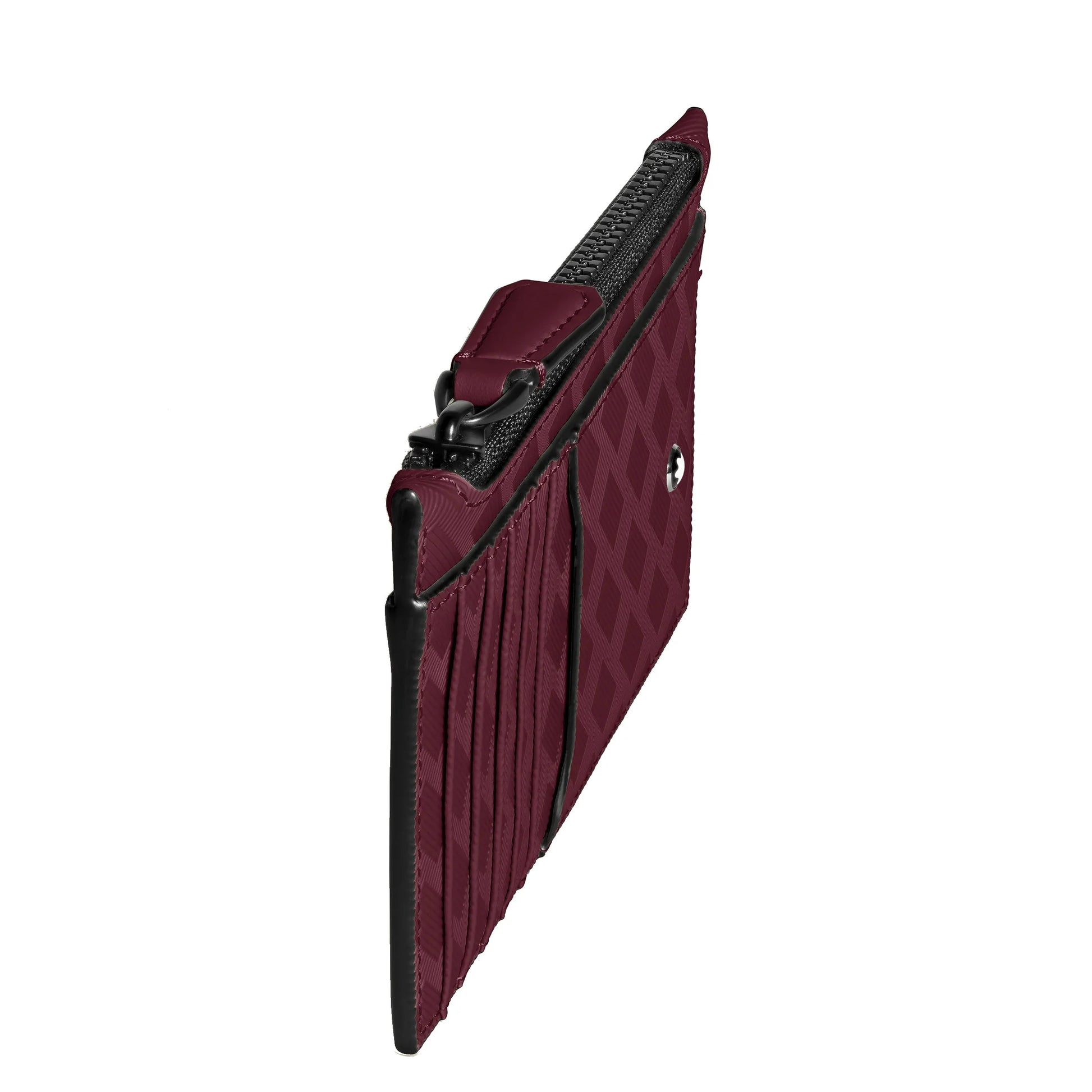 Porta carte montblanc extreme 3.0 in pelle trapuntata marrone con cerniera nera e rifiniture nere