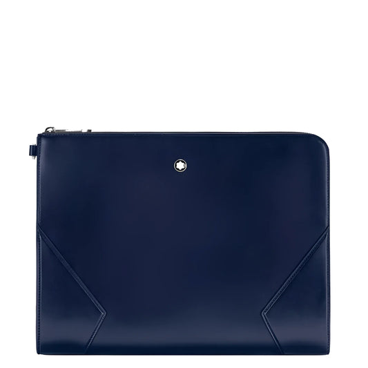 Portadocumenti Meisterstück blu inchiostro in pelle navy con logo argentato e cuciture diagonali perfetto compagno