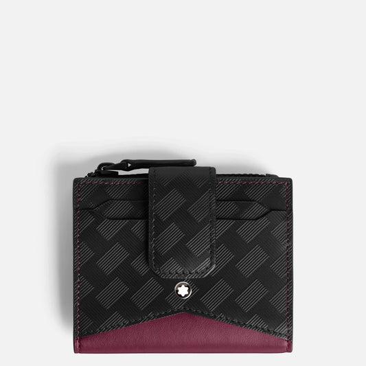 Portafoglio mini extreme nero cassis in pelle nera e bordeaux con motivo geometrico e stella argentata montblanc