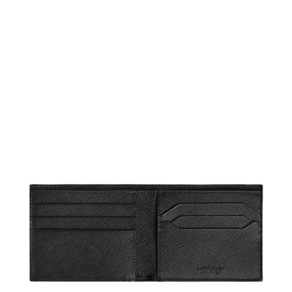 Montblanc portafoglio in pelle sartorial goffrata bicolore nero con 6 scomparti e tweed kaki elegante