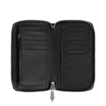 Portafoglio montblanc nero in pelle sartorial goffrata con cerniera combina stile e chiusura silver-toned