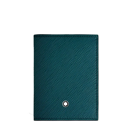 Portafoglio mini montblanc blu cipro in pelle martellata con emblema a stella argento sul davanti