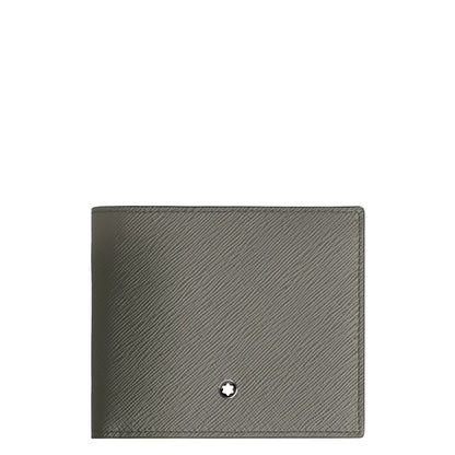 Montblanc portafoglio 8 scomparti sartorial grigio in pelle stampa saffiano con logo stella goffrato centrale