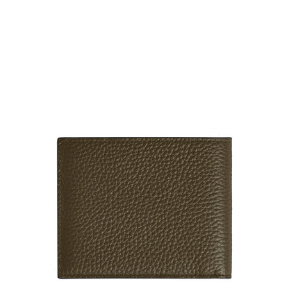 Montblanc portafoglio 6cc classico portafoglio bi-fold in pelle verde oliva texturizzata modello kaki 220197
